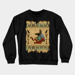 Egyptian Anubis Ornament on papyrus Crewneck Sweatshirt